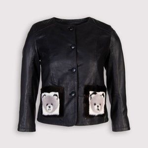 $690 NWT Sword 6.6.44 Black Women Leather Jacket Gold Limited Edition IT40